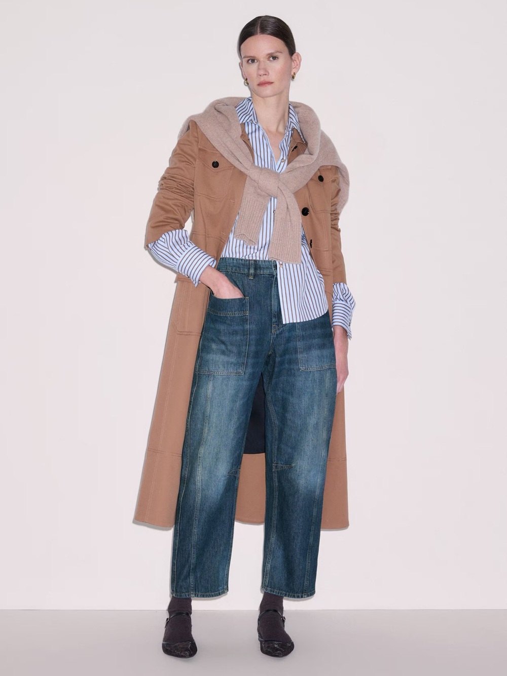 ME+EM Patch Pocket Jeans in Mid Blue Wash